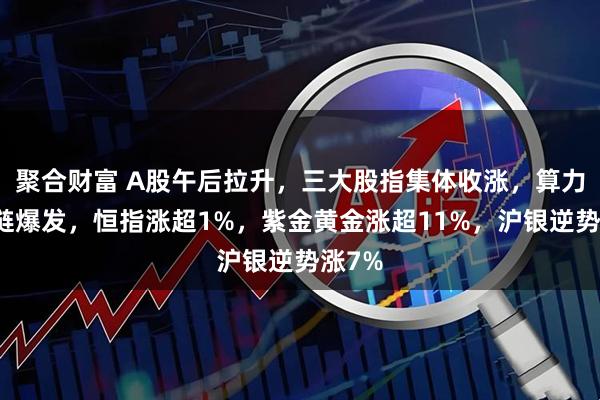 聚合财富 A股午后拉升，三大股指集体收涨，算力产业链爆发，恒指涨超1%，紫金黄金涨超11%，沪银逆势涨7%